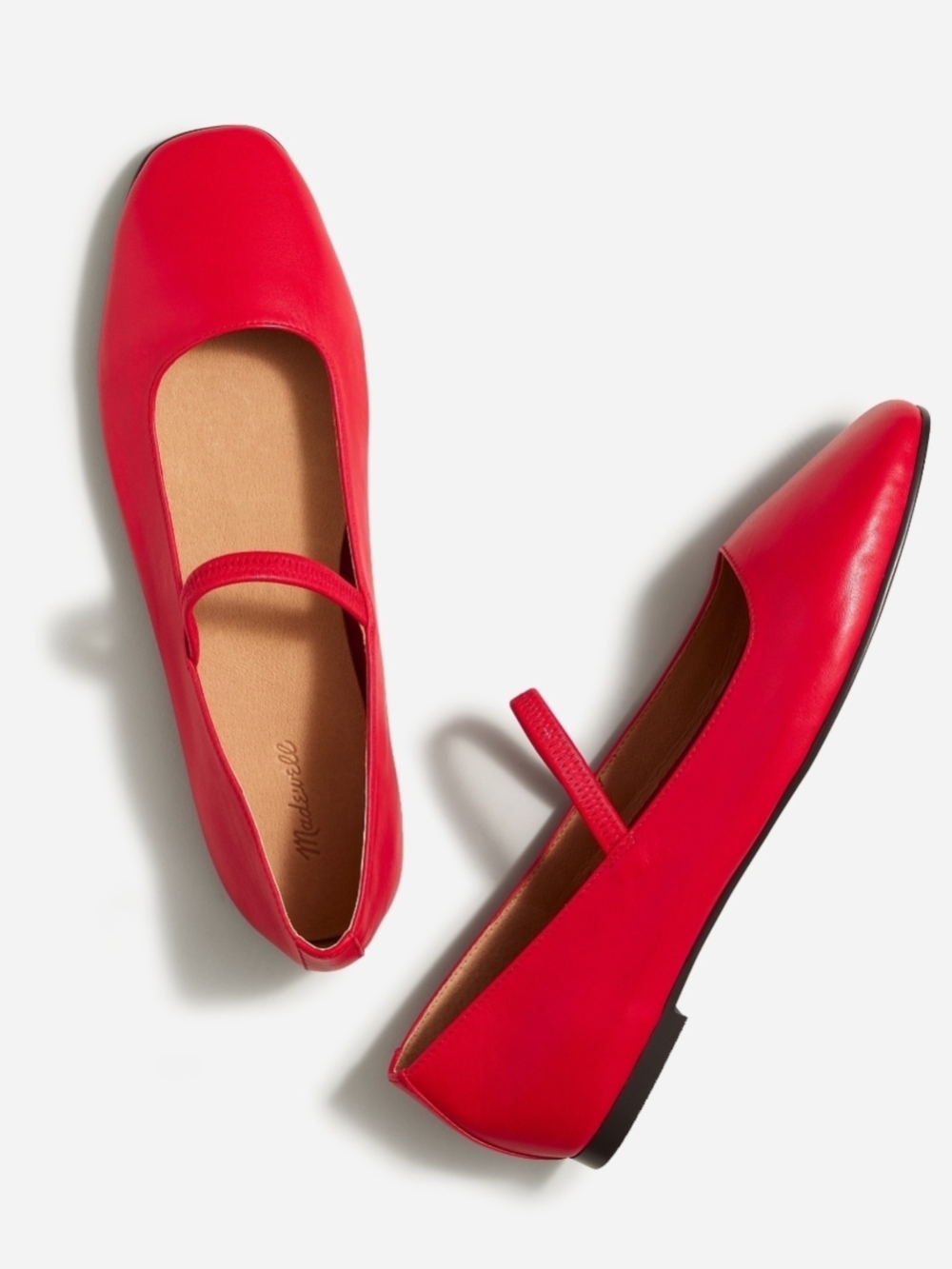 New! Madewell Greta Ballet Leather Flats Mary Jane Shoes in Kilt Red 6